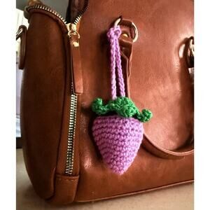 Crochet Purple Fairy Strawberry Pouch Bag Accessory Handmade